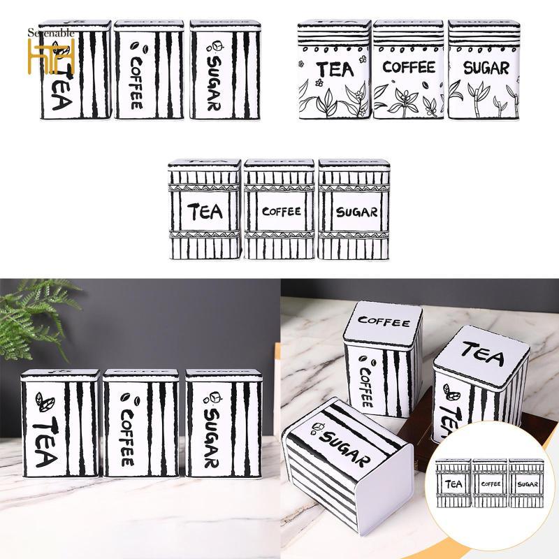 3x Cà Phê Đậu Trà Đường Hộp Đựng Nhà Bếp Hộp Bảo Quản Bộ Kín Hơi Thực Tế Đa Năng Độ Bền Đường Cà Phê