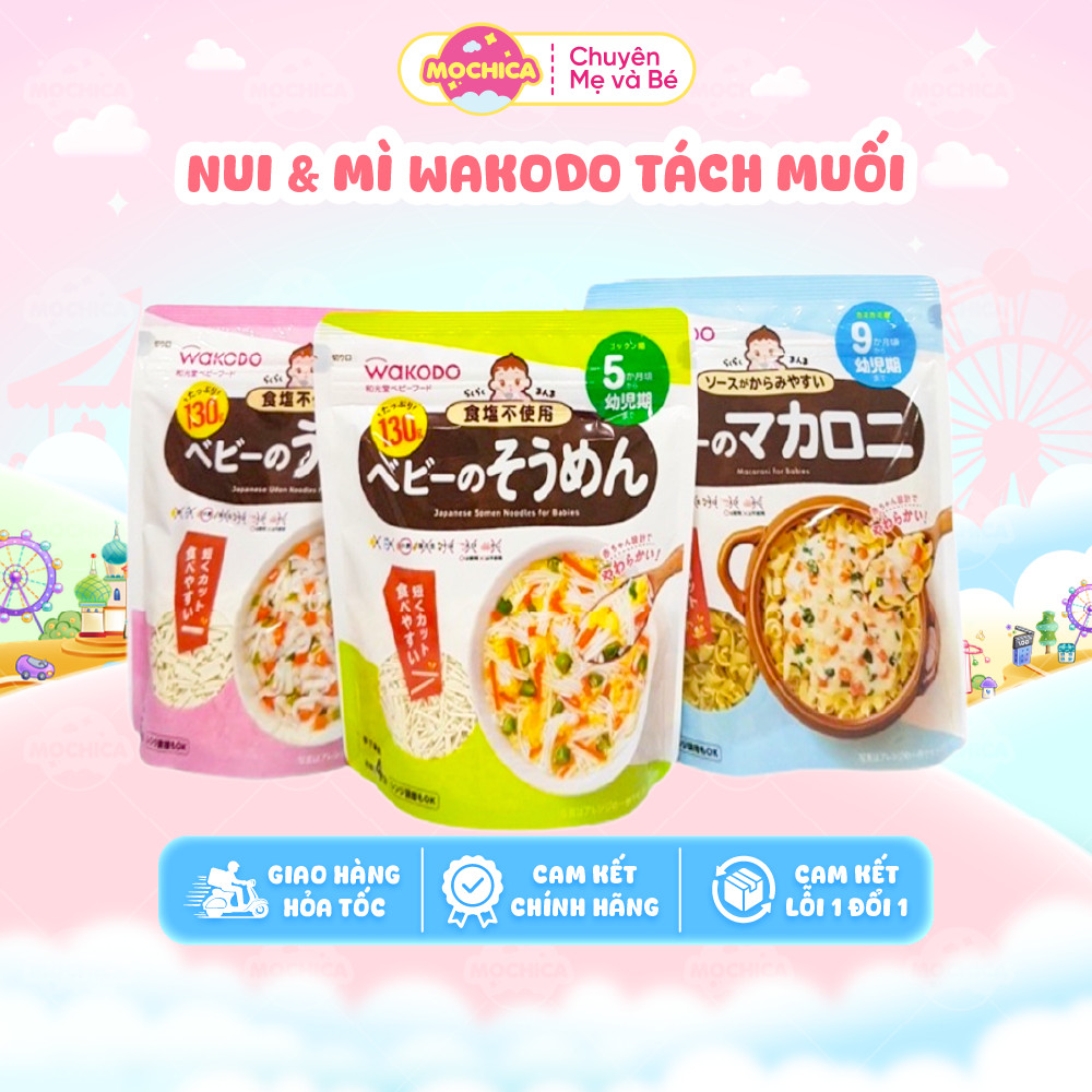 Nui/Mì somen/Mì udon Wakodo tách muối 130g Nhật Bản ăn dặm cho bé từ 5 đến 9 tháng tuổi-Mochica
