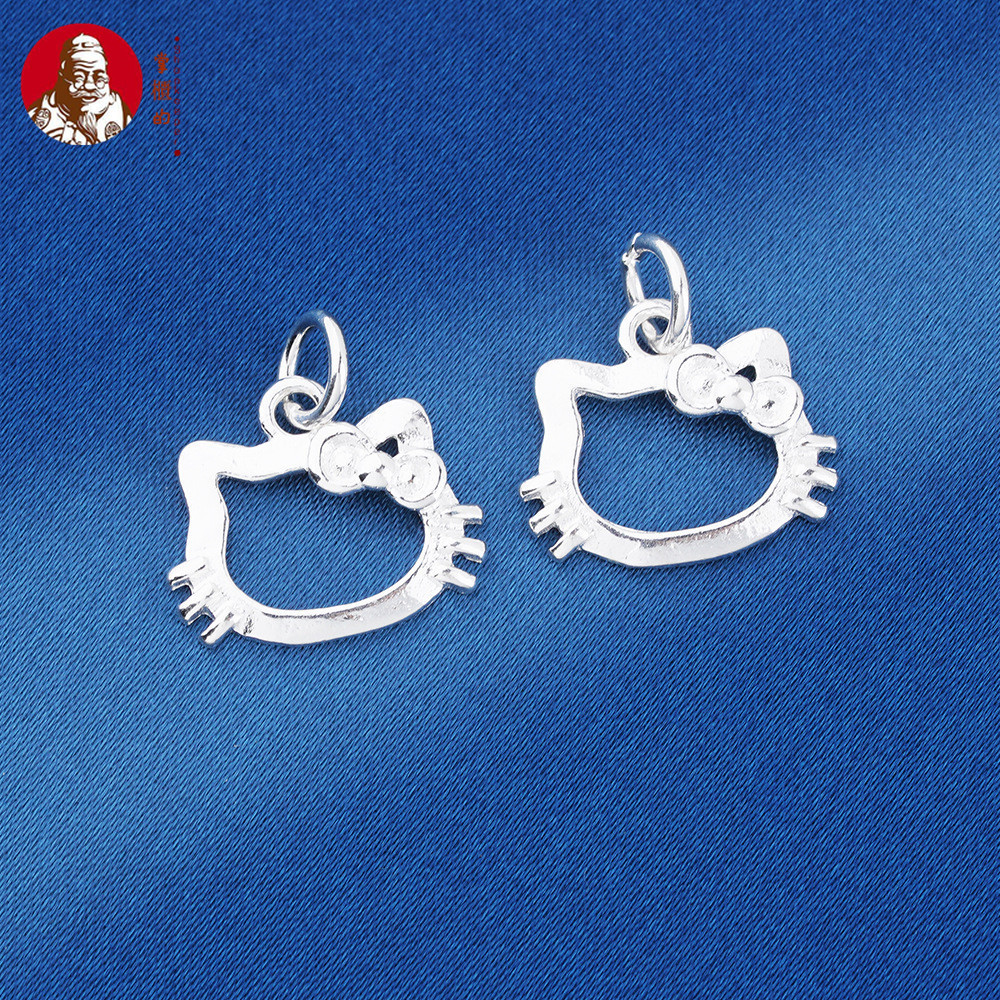 S925 Sterling Silver KT Cat Hello Kitty Mặt dây chuyền diy Mặt dây chuyền Phụ kiện