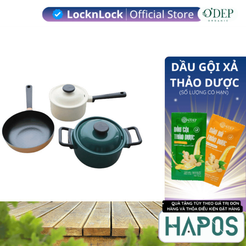 Bộ nồi chảo sâu lòng LocknLock 3 món Decore  LDE1181IHS01  - HAPOS LSA