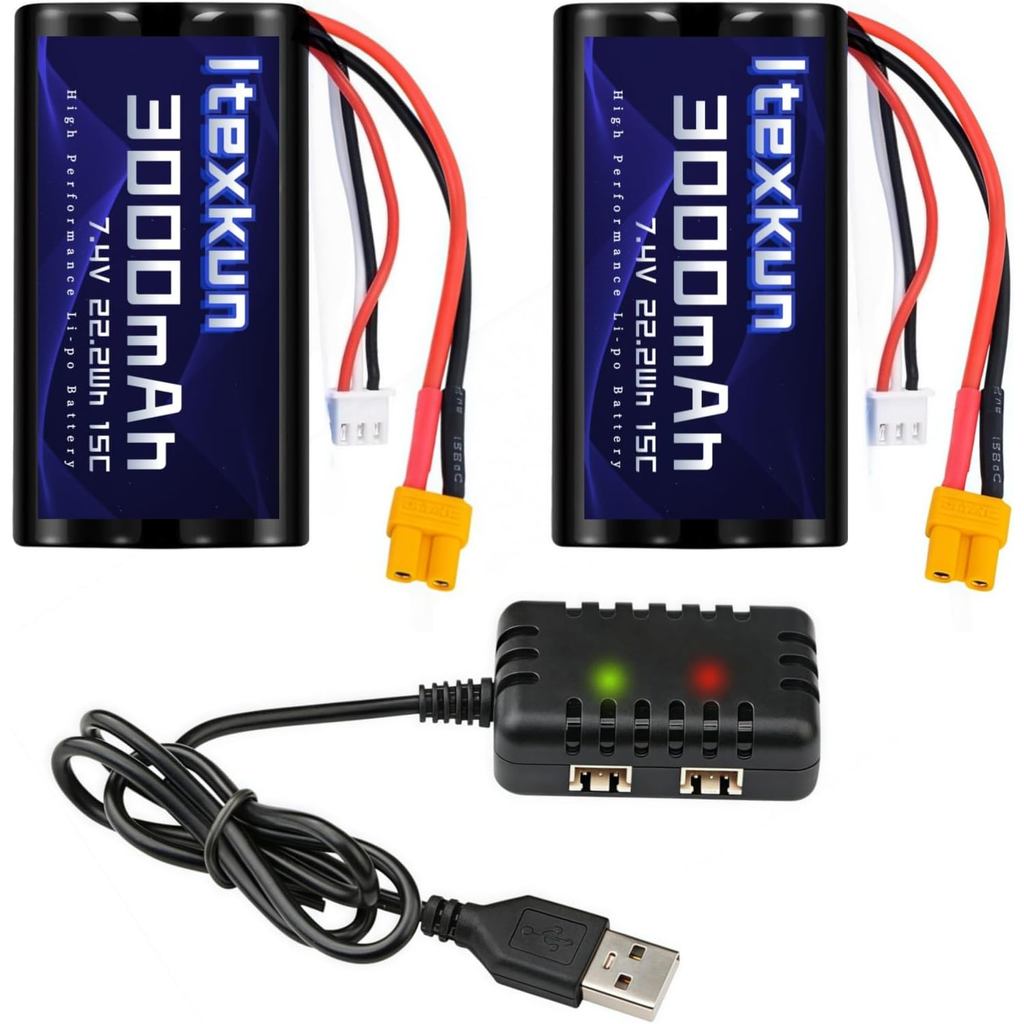 Pin Li-ion 7.4V 3000mAh xt30 Cắm 15C 2S Pin RC Sạc Cho Huina 580 550 583 582 RC Máy Xúc CAT D330 Xe 