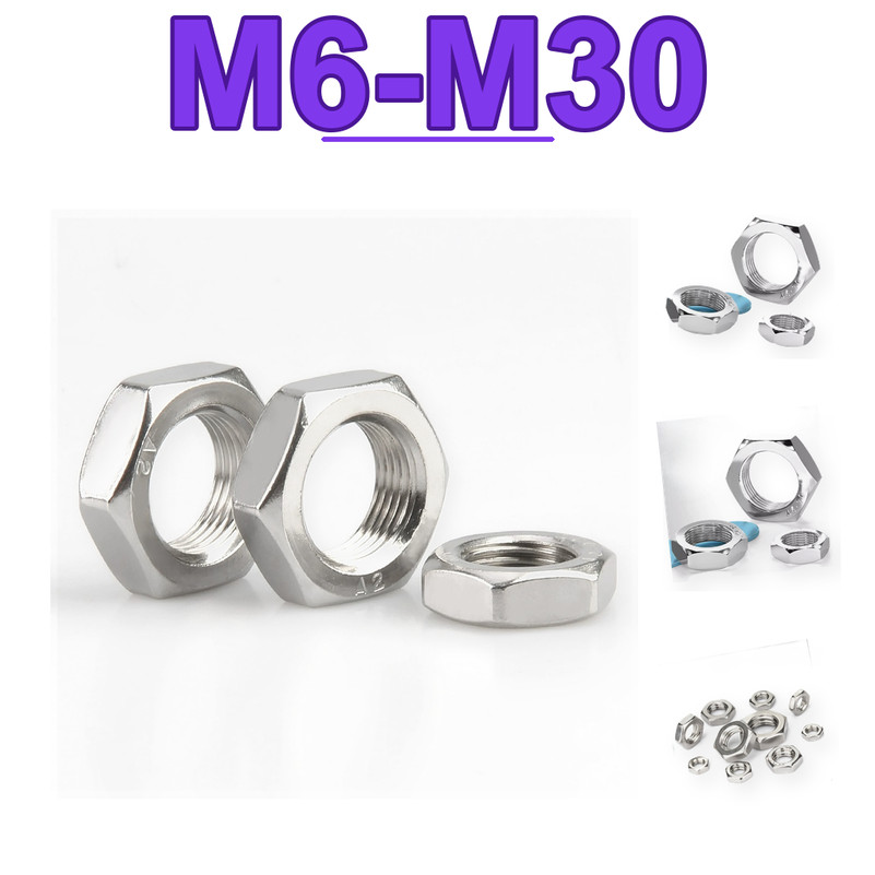 INOX 304 Đai ốc lục giác ren mịn M6*0.5 M6*0.75 M8*0.75 M8*1.0 M10*1.0 M10*1.25 bền chắc chống gỉ (1