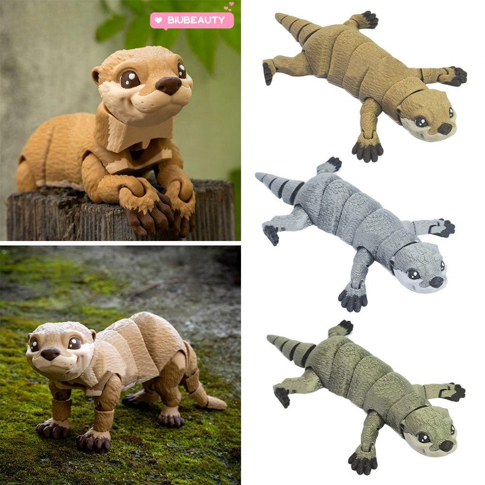 Đồ chơi mô hình Otter BIUBEAUTY, Bức tượng hành động Otter nhiều khớp màu trơn, Máy tính để bàn búp 