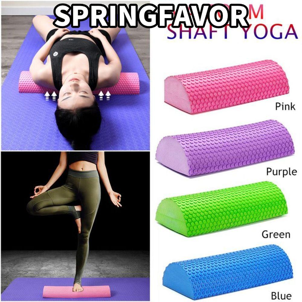 SPRINGFAVOR Yoga Pilates Roller, Blue Purple Pink Green Half Round EVA Massage Foam Roller, EVA Mass