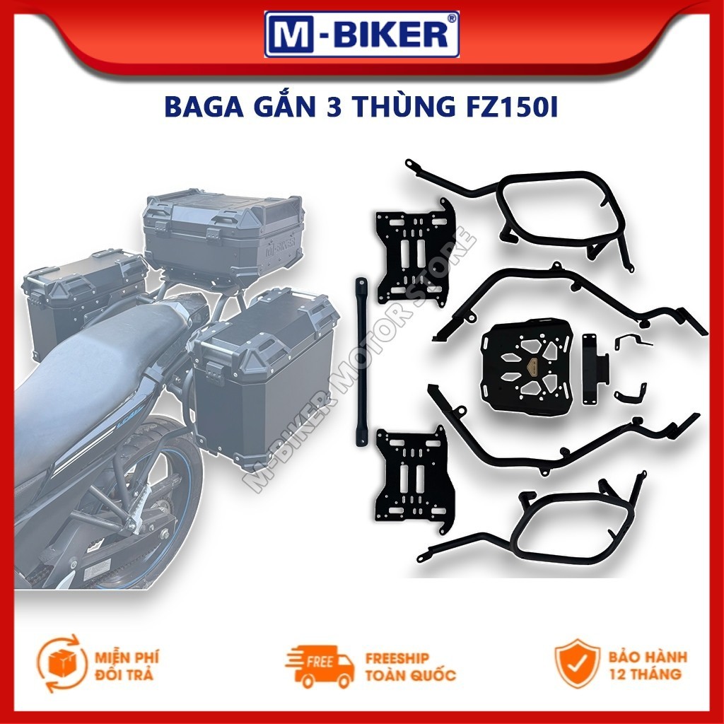 Baga FZ150, Baga sau FZ150, Baga hông FZ150, Baga gắn 3 thùng cho Yamaha FZ150i | M-Biker