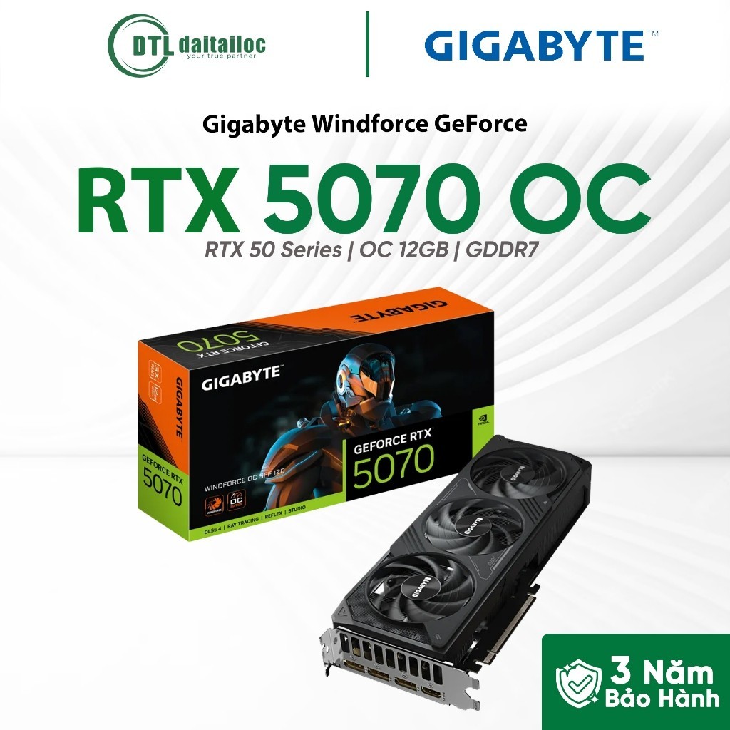 Card màn hình VGA GIGABYTE RTX 5070 WINDFORCE OC 12GB GDDR7 | Chính Hãng | Bảo Hành 36 Tháng