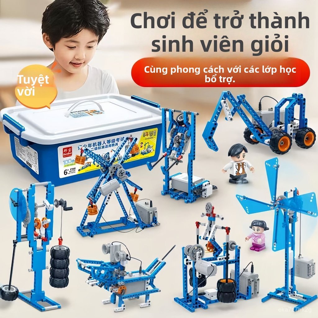 Bộ xếp hình lego giáo dục khoa học STEM 9686 động cơ mô tơ điện lắp ráp robot cơ khí đồ chơi trí tuệ