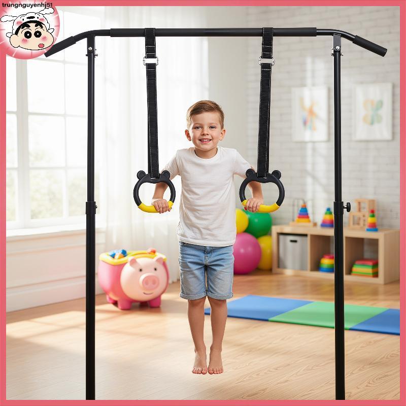 [Tàu 12 giờ] Kids Horizontal Bar with gymnastic Rings Adjustable Hanging Straps Strength Training VN
