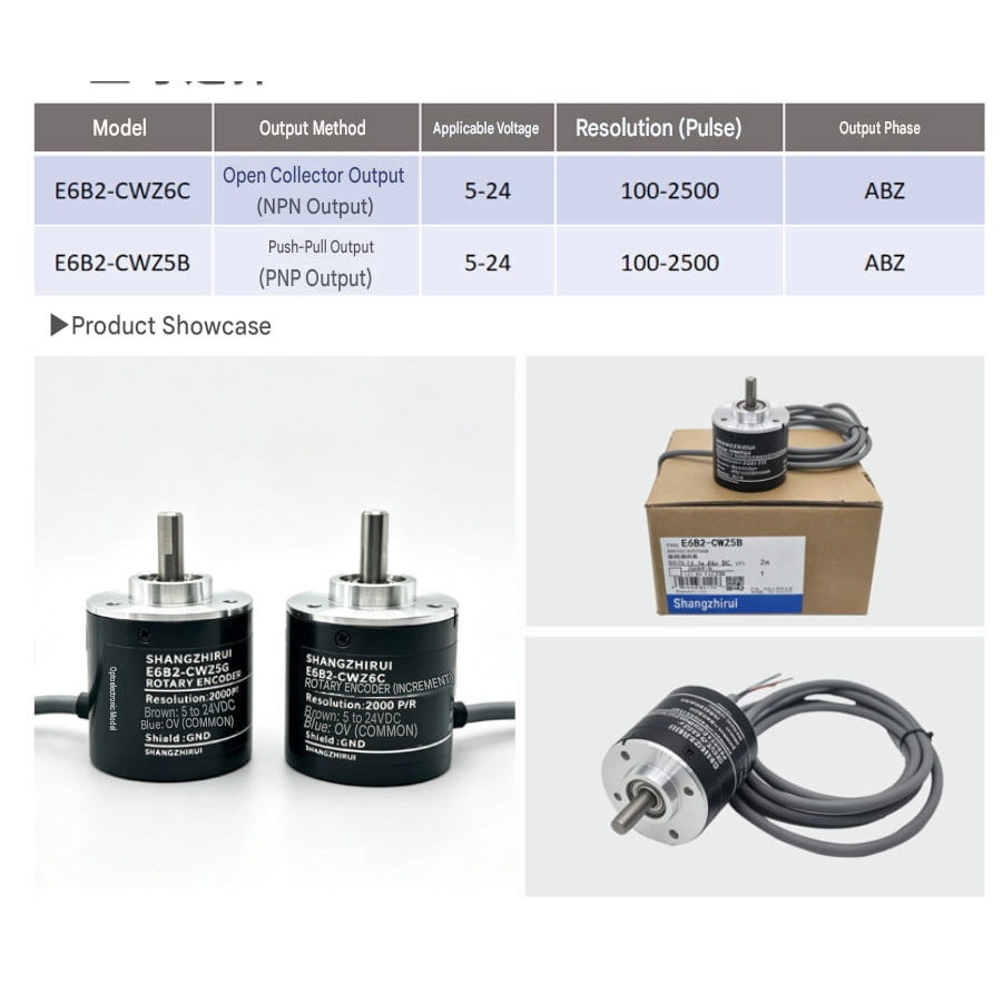 Bộ mã hóa vòng quay Encoder E6B2 100 200 360 600 1000 1024 xung P/R 2M E38-S6G5 CWZ6C 5-24VDC NPN, E