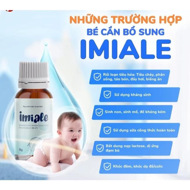 Imiale ( hộp  8ml ) Men vi sinh hỗ trợ cải thiện hệ tiêu hóa, tăng sức đề kháng cho bé