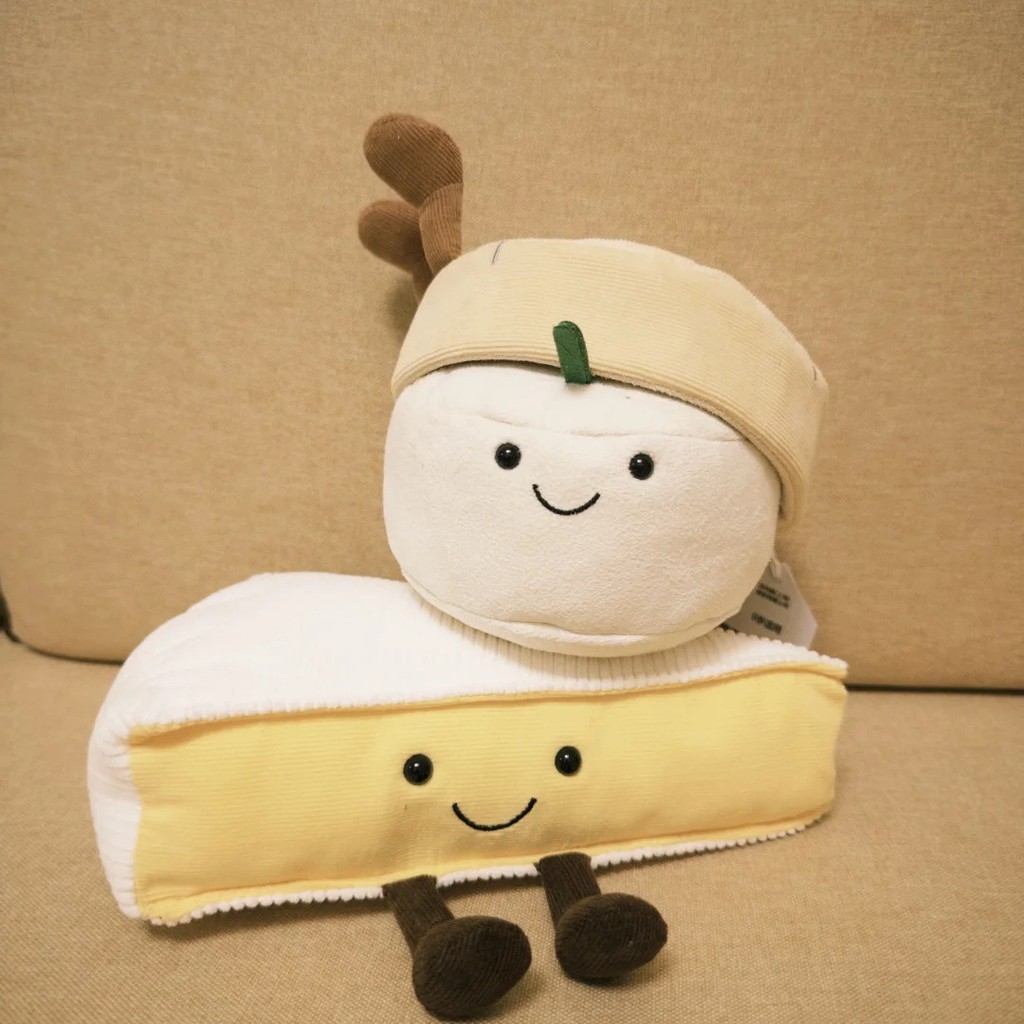 XLVT New Fun Chemi Camembert Cheese Plush Toy Doll, Mozzarella Cheese Plush Toy