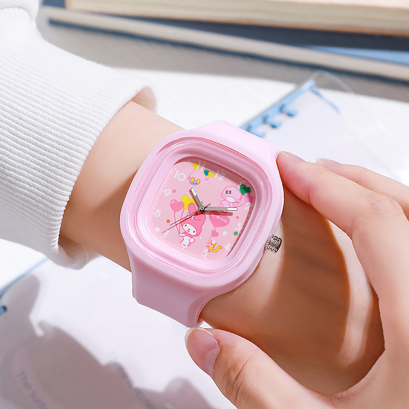 Trẻ Em Đồng Hồ Trẻ Em Đồng Hồ Bé Gái Bé Gái Hoạt Hình Dễ Thương Vuông Quế Chó Học Sinh Trung Lớn Trẻ