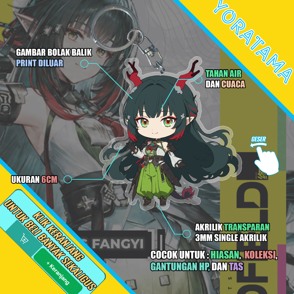 Gantungan Kunci Zhuang Fanyi Arknights Endfield, Keychain Anime Lucu