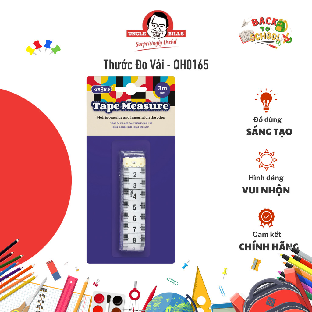 Thước Đo Vải 2 cm x 3 m UNCLE BILLS QH0165