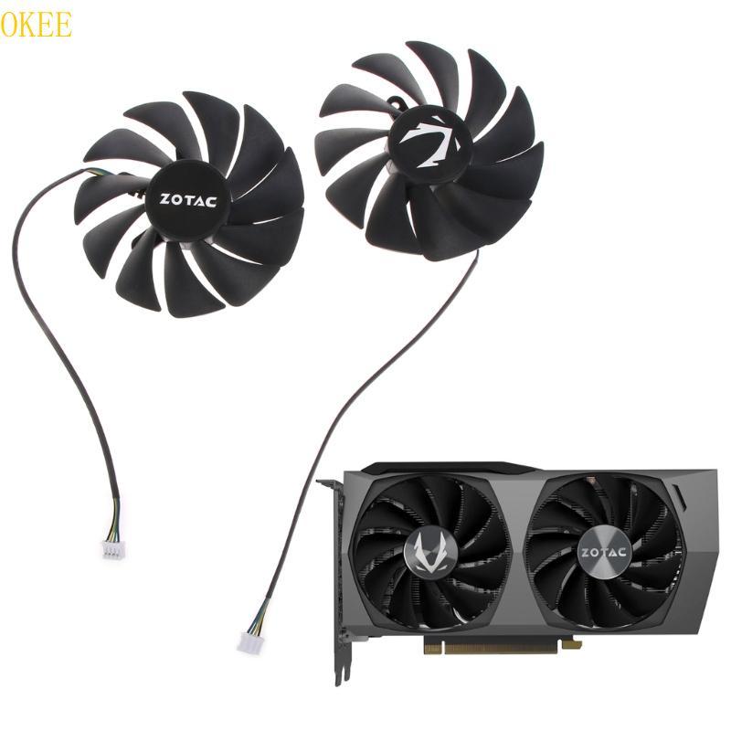 OKEE 1 2PC 12V 4Pin Card Đồ Họa Làm Mát Quạt VGA Cho ZOTAC RTX 3060 Ti Twin Edge OC