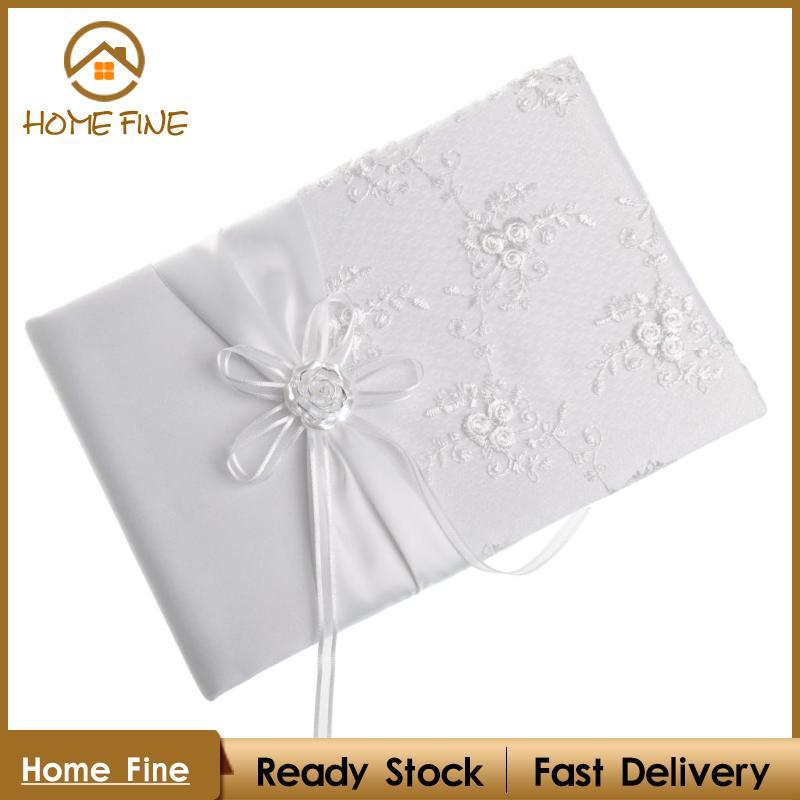 Vintage Wedding Guest Book Wishes Book Quà tặng tắm cô dâu, 9,45 X 6,50 inch, Satin trắng