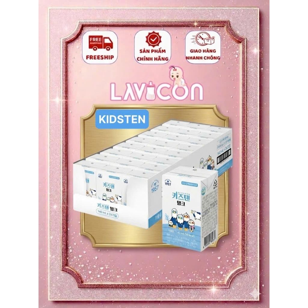Sữa Tươi Đạm Sữa Non Kidsten 140ml Hàn Quốc, Bổ Sung Canxi Vitamin D3 Kẽm Cho Trẻ