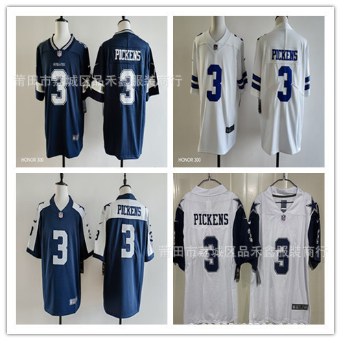 Áo bóng bầu dục Dallas Cowboys Cowboys No. Áo thêu 3 PICKENS-
