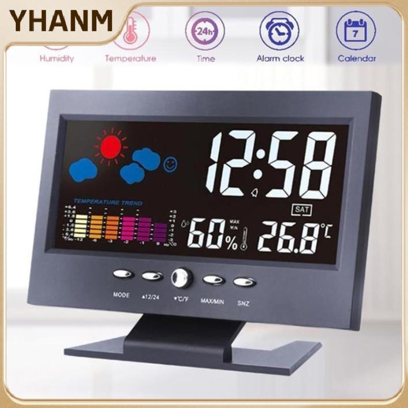 [YHANM] Màn hình màu LCD Kỹ thuật số Balight Báo động báo động Clo Trạm dự báo thời tiết

