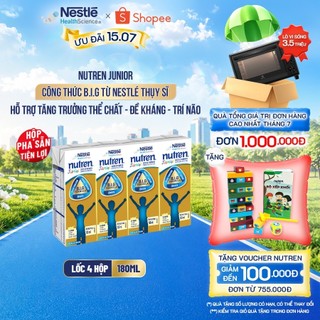 Lốc 4 Hộp Sữa Pha Sẵn NESTLÉ NUTREN JUNIOR Thụy Sĩ Công Thức BIG Tăng Trưởng 180ML