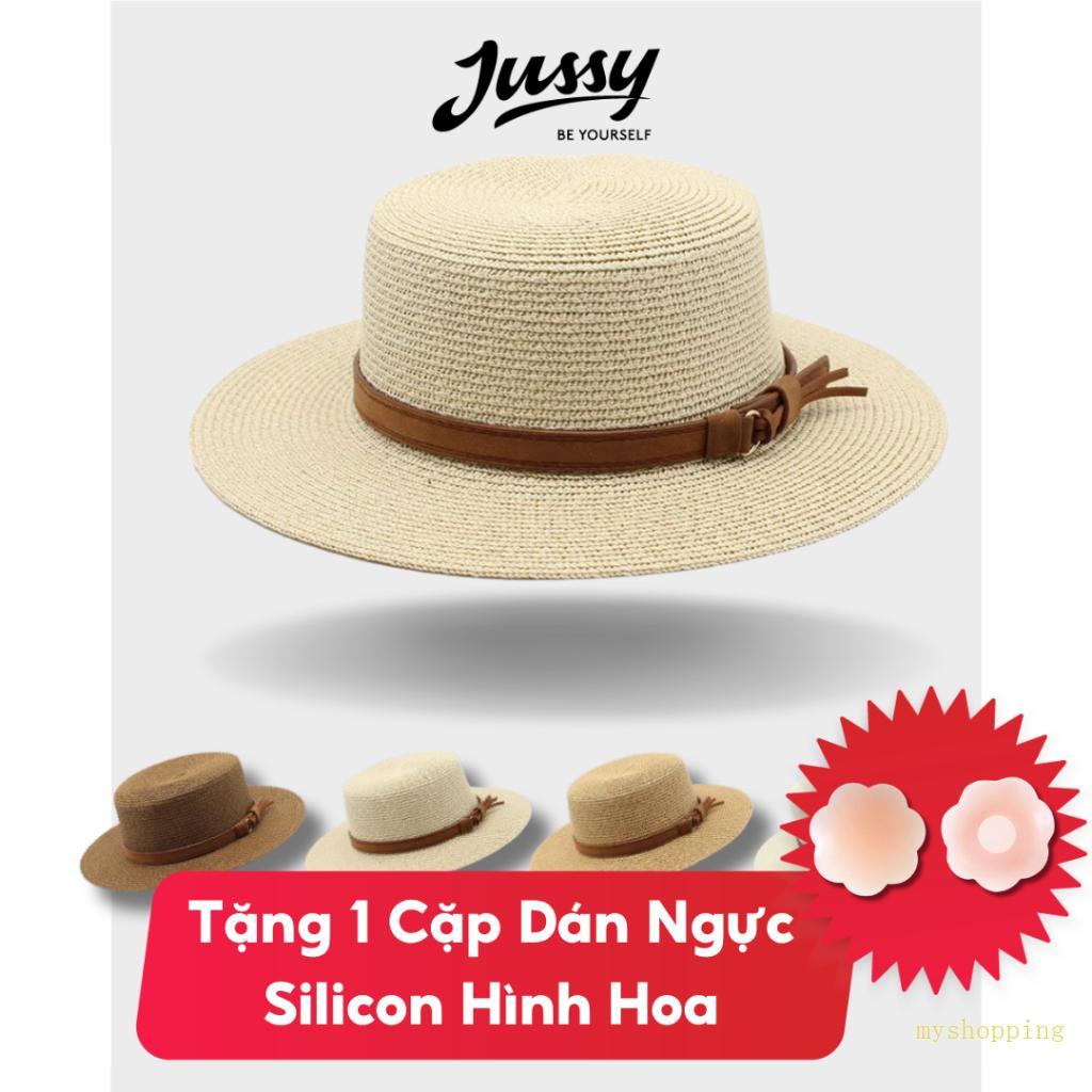 Ivy Boater Mũ Rơm Có Chất Lượng Da Pu JCB09 Jusy Thời Trang Vành Rộng Mũ Rơm Có Đai Đẹp