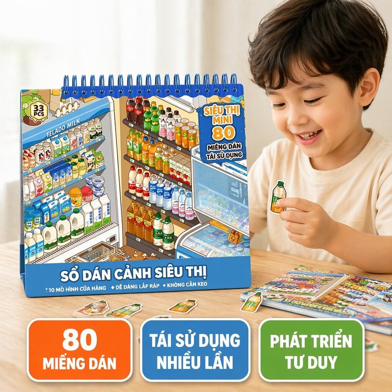 Sổ Sticker Cảnh Thu Nhỏ Telado 11 0 Bộ Sưu Tập Mini Scene 3D PET Đồ Chơi Trẻ