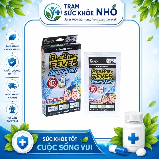 [COMBO 5 HỘP] HỘP 6 MIẾNG - Miếng Dán Hạ Sốt BYE BYE - FEVER Super Cool – Làm Mát Lạnh Nhanh Đến 10 