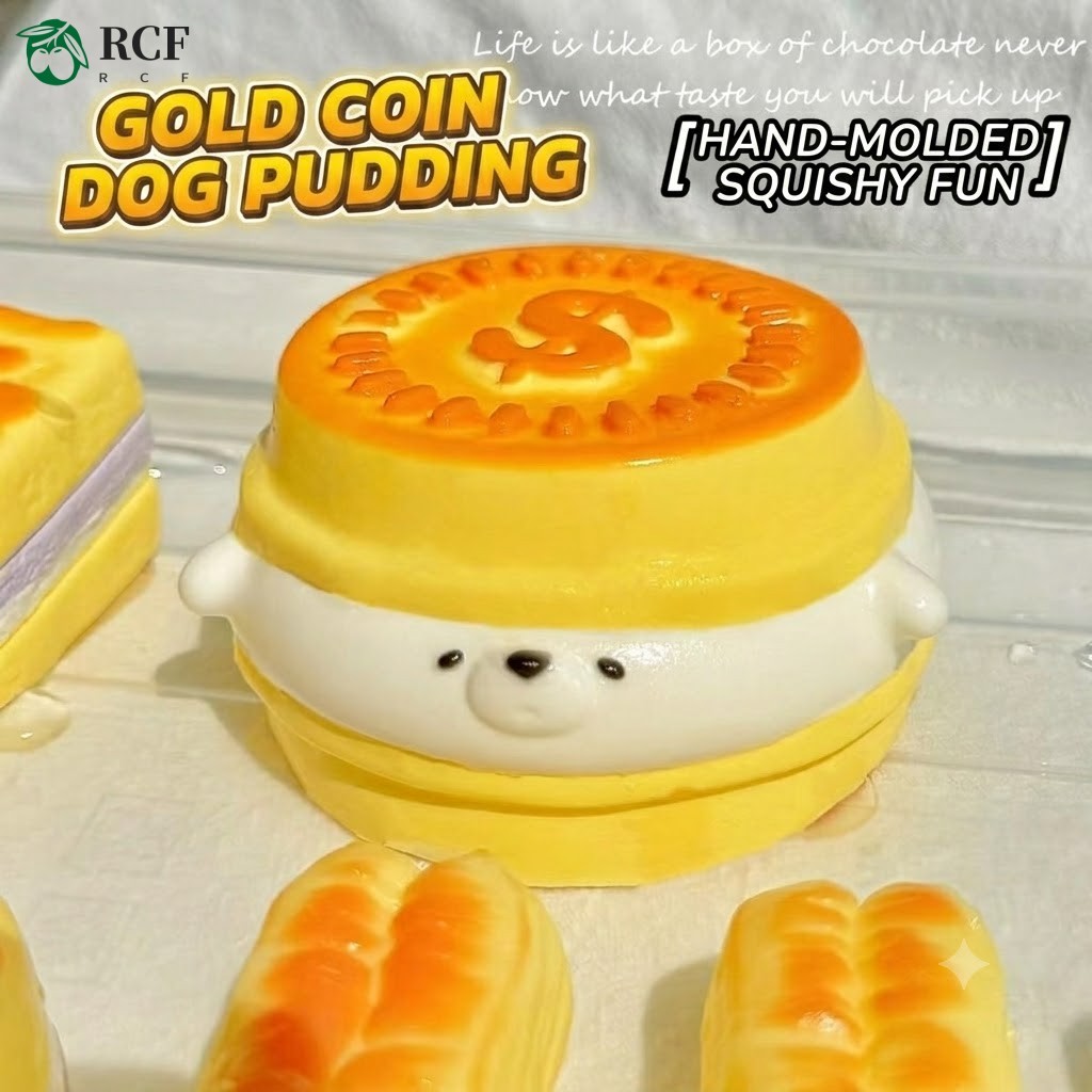 Đồ chơi bóp hình bánh Pudding "Coin Dog" dễ thương – Đồ chơi giảm căng thẳng mềm mại, tăng chậm