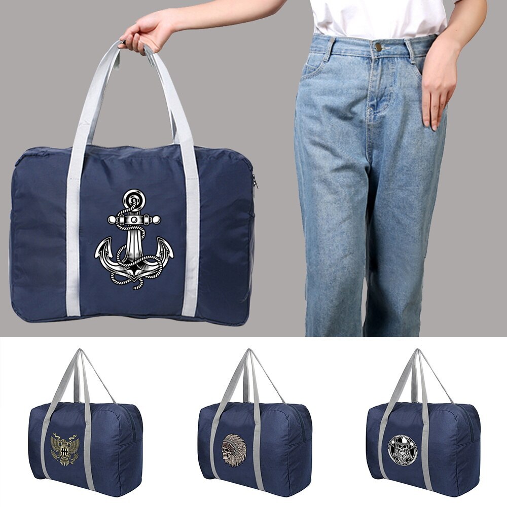 Travel Bag Nylon Foldable  Unisex Clothes Organizers Large Capacity Duffle Bag Skull Printed Women H