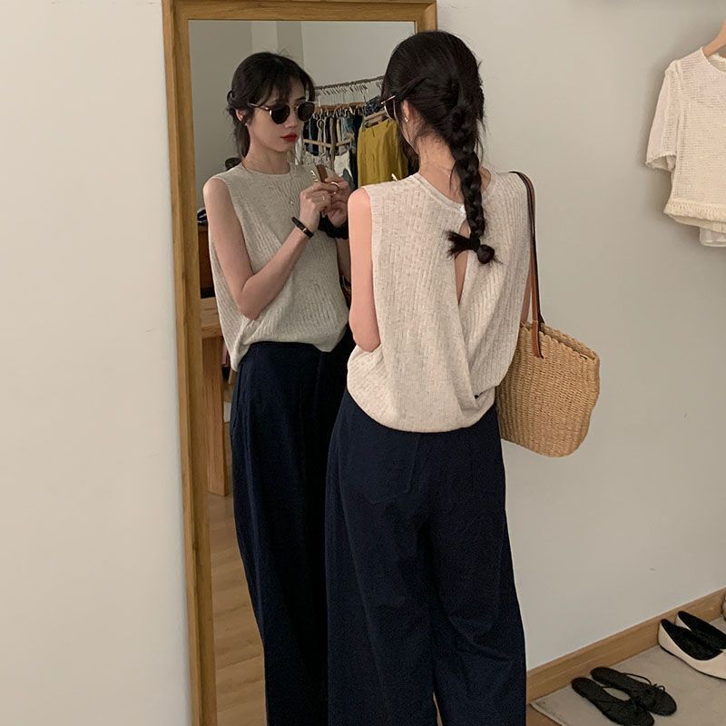 Ice Silk Apricot Cross Dệt Kim Nữ Camisole Nữ Thiết Kế Dây Phong Cách Phương Tây Mỏng Hơn Nhìn Không