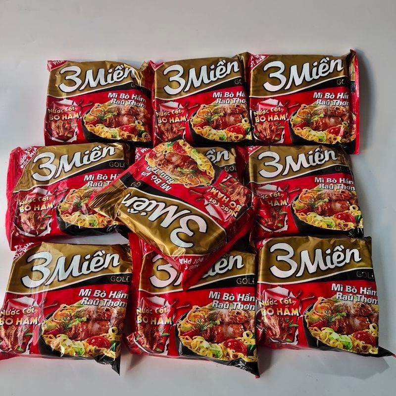 Miễn Phí Vận Chuyển Việt Nam 3Mien Cay Vàng Nóng Và Mì Chua 75g Túi Mì Ăn Liền 7.22m
