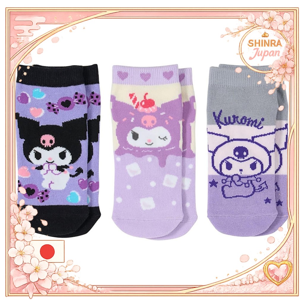 《Direct From Japan》 SANRIO Kids' Sneaker Socks 3-Pair Set – Kuromi (19–21cm) 689742 – From Japan to 