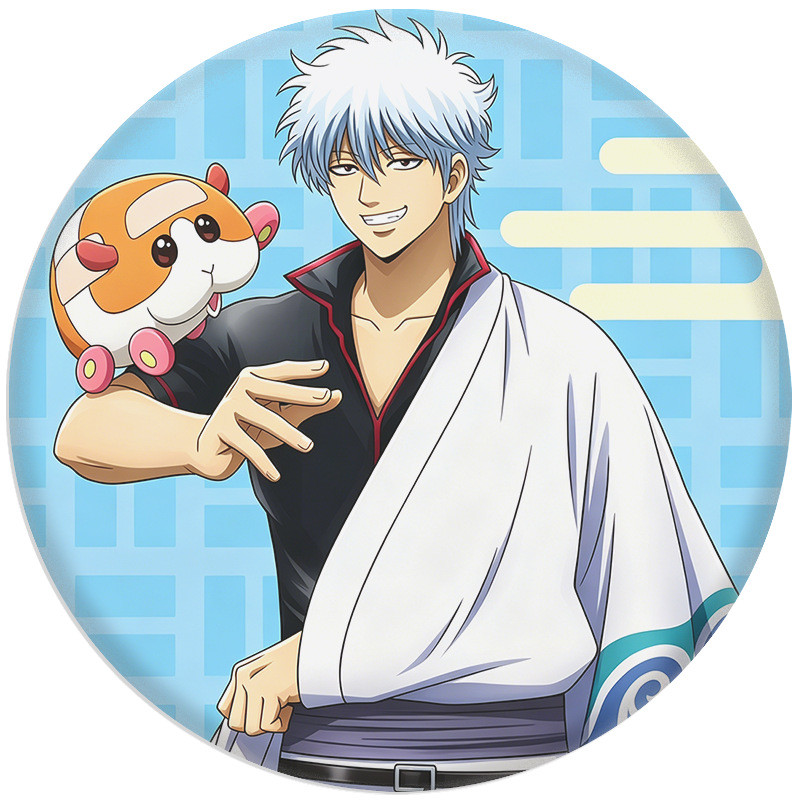 Bộ sưu tập tốt nhất Gintama Guinea Pig Huy hiệu trực quan Gương Móc khóa Túi quyến rũ Anime Fan Merc