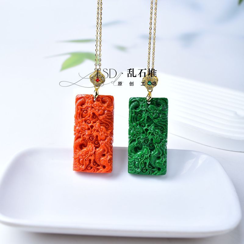 Bán chạy Khô Thanh Niên Biển Sâu Hữu Cơ Retro Trung Quốc Totem Rồng Thương Hiệu Mặt Dây Chuyền Vòng 