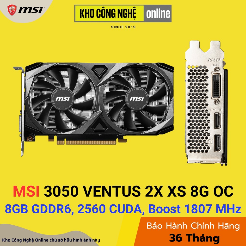Card Màn Hình / VGA MSI GeForce RTX 3050 VENTUS 2X XS 8G OC (Hàng Chính Hãng)