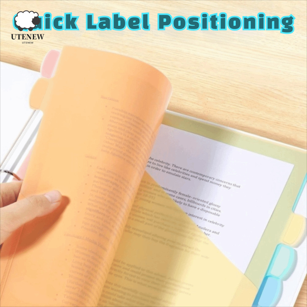 UTENEW Loose Leaf File Organizers, Nhựa Bền Binder Dividers, Màu Pastel Clear Multi-Pocket Write and