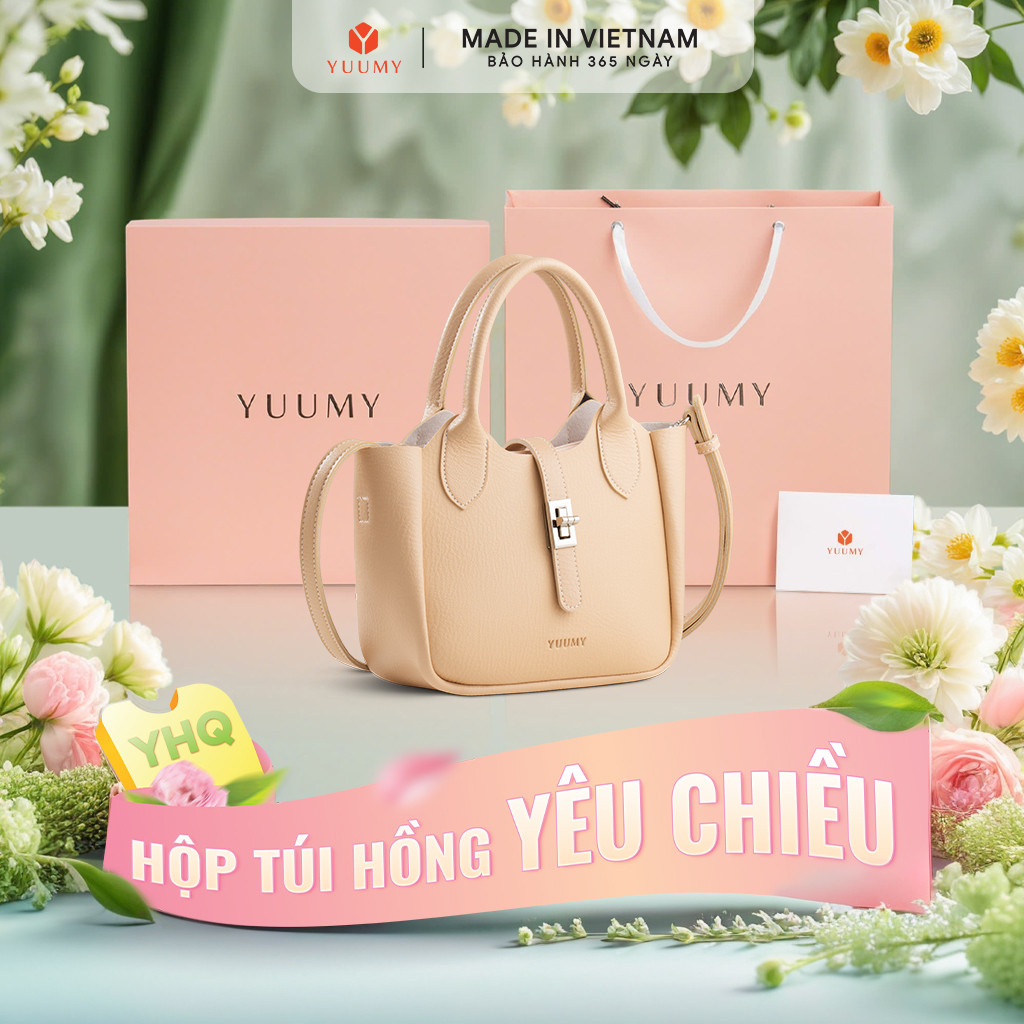 Bộ hộp quà YUUMY (Túi xách nữ YUUMY YTX78 + Hộp quà YHQ2 + Túi giấy YTG2 + Túi rút BVR3838 + Thiệp c