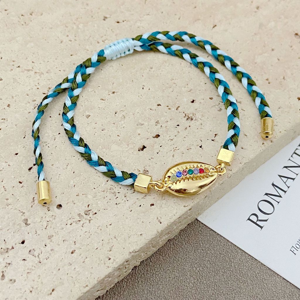 Simple woven beaded friendship bracelet with adjustable woven shell beads, fashionable