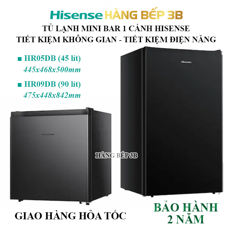 Tủ lạnh mini, tủ lạnh 1 cánh Hisense HR09DB 90 lít và HR05DB 45 lít - Bảo hành 2 năm tận nơi