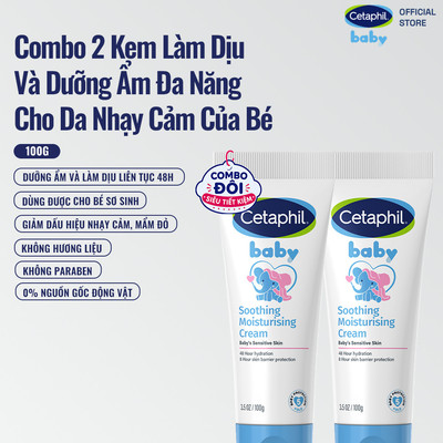 Combo 2 Baby Soothing & Moisturising Cream tuýp 100g