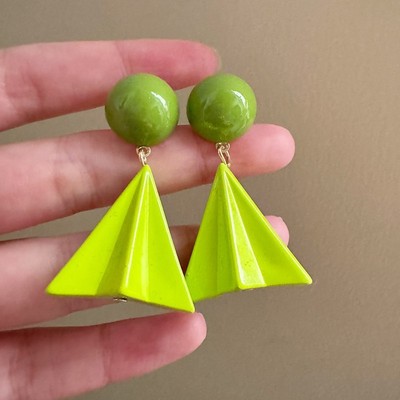 Pinkdudu Acrylic Xanh Hình Học Mặt Dây Chuyền Bông Tai Thả Cho Nữ Tối Giản Tươi Ngọt Tòn Ten Giọt Dainty Trang Sức PD2640