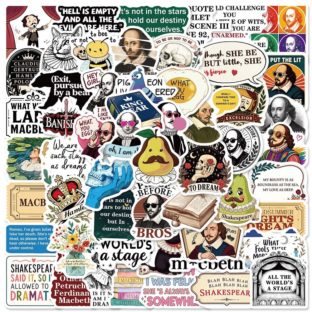 Bộ 50 Retro Người Nổi Tiếng William Shakespeare Meme Dán Graffiti DIY Ván Trượt Tuyết Laptop Hành Lý