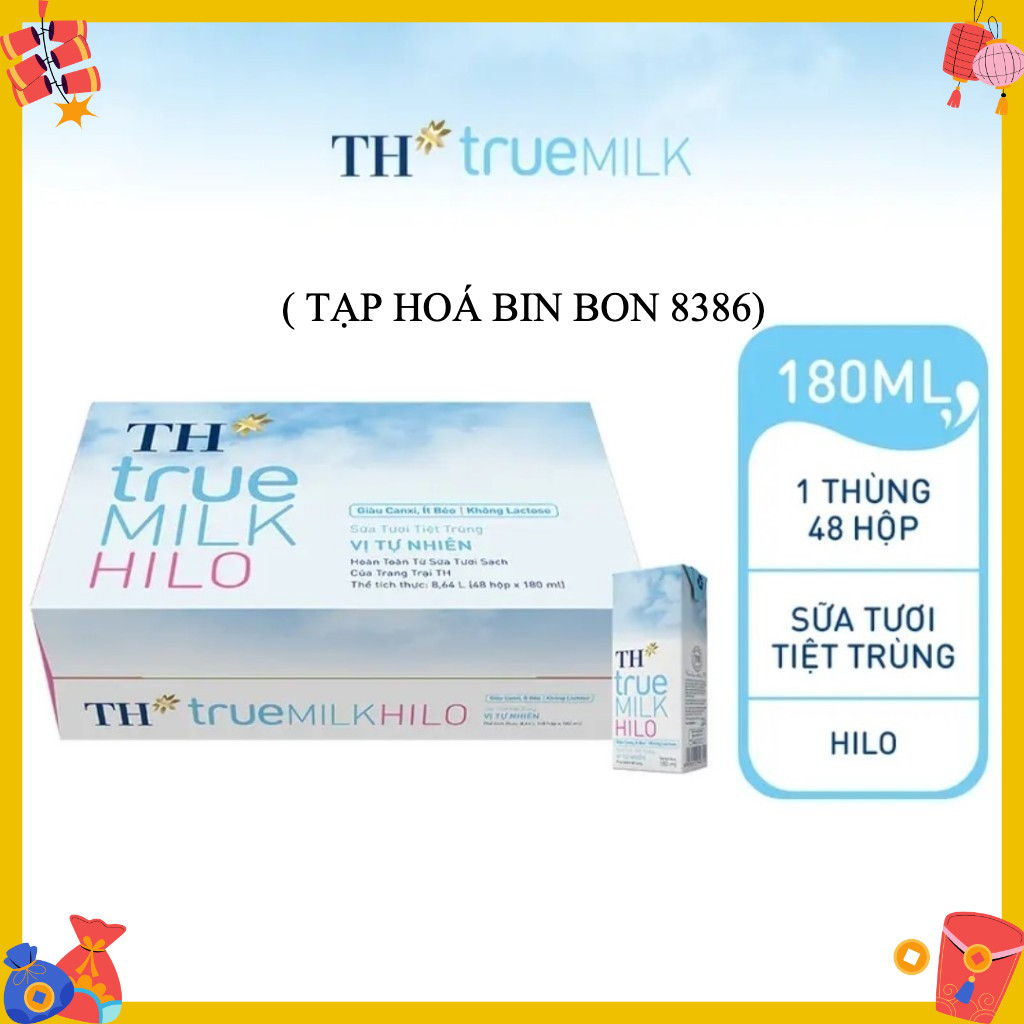 Thùng 48 Hộp Sữa Tươi TH True Milk Hilo 180ml ( NPP HẠNH TÌNH 8386)