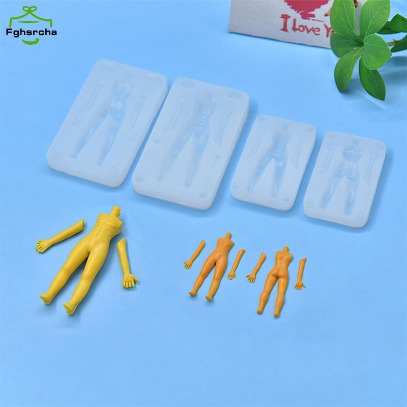 1 Bộ Đất Sét Polymer Nam Búp Bê Cơ Thể Torso Khuôn Silicon Fondant / Nhựa Đất Sét DIY Búp Bê Điêu Kh