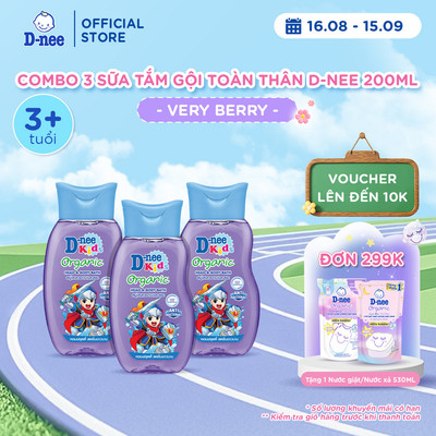Combo 3 Tắm gội toàn thân trẻ em (>3 tuổi) D-nee 200 ML - Very Berry