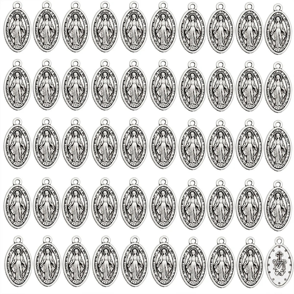 50 Cái / bộ Đức Mẹ Medalla Milagrosa Mặt Dây Chuyền Công Giáo Đức Trinh Nữ Maria Quyến Rũ Cho DIY Là