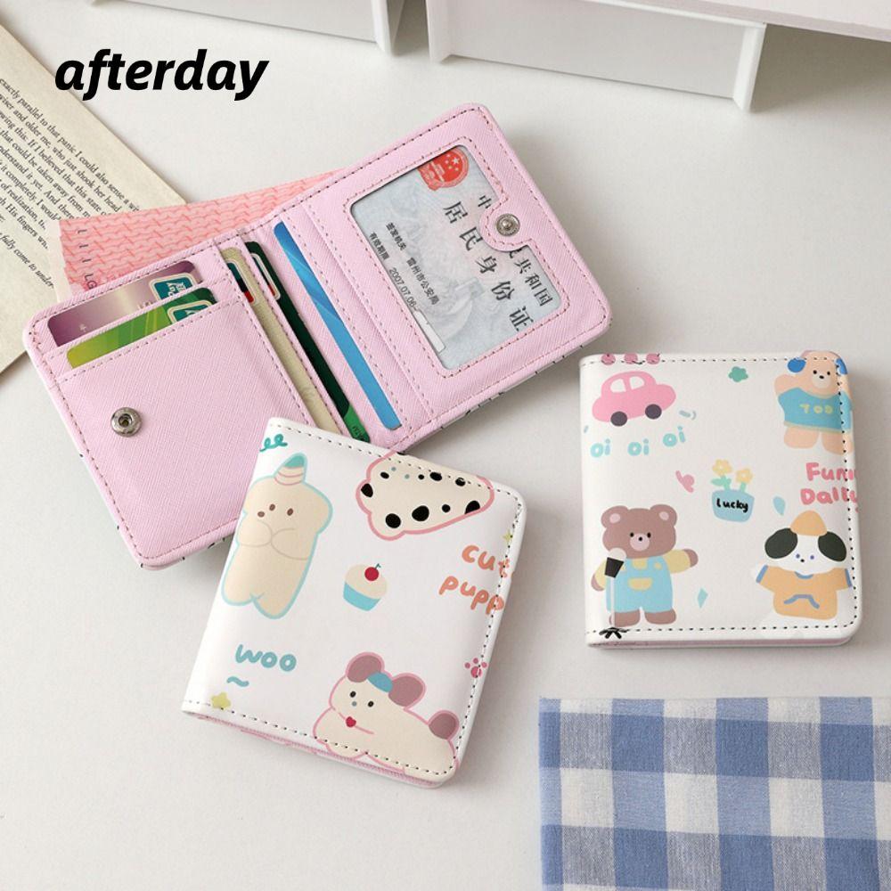 Hộp đựng thẻ ID AFTERDAY568, Ví Kawaii hoạt hình, Túi đựng tiền Mini dễ thương bằng da PU