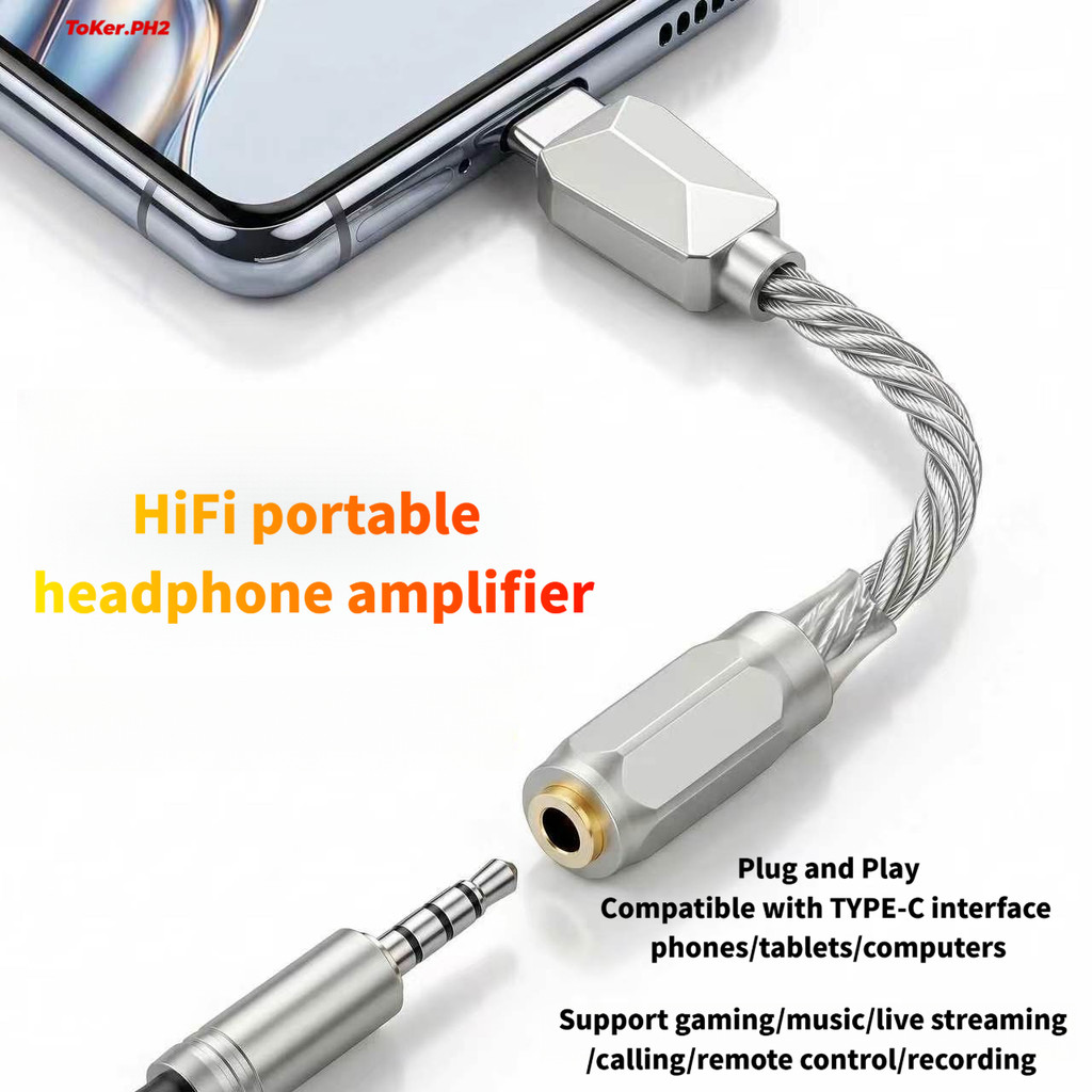 Bộ chuyển đổi giải mã âm thanh HIFI Amp USB C DAC Type-C sang 3.5mm Bộ khuếch đại tai nghe 32Bit 384