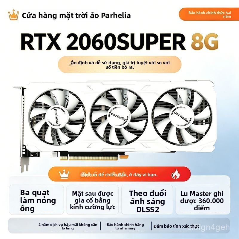 Card màn hình VGA 2060 Super 8G 3 fan trắng chuyên game đồ họa hiệu năng cao