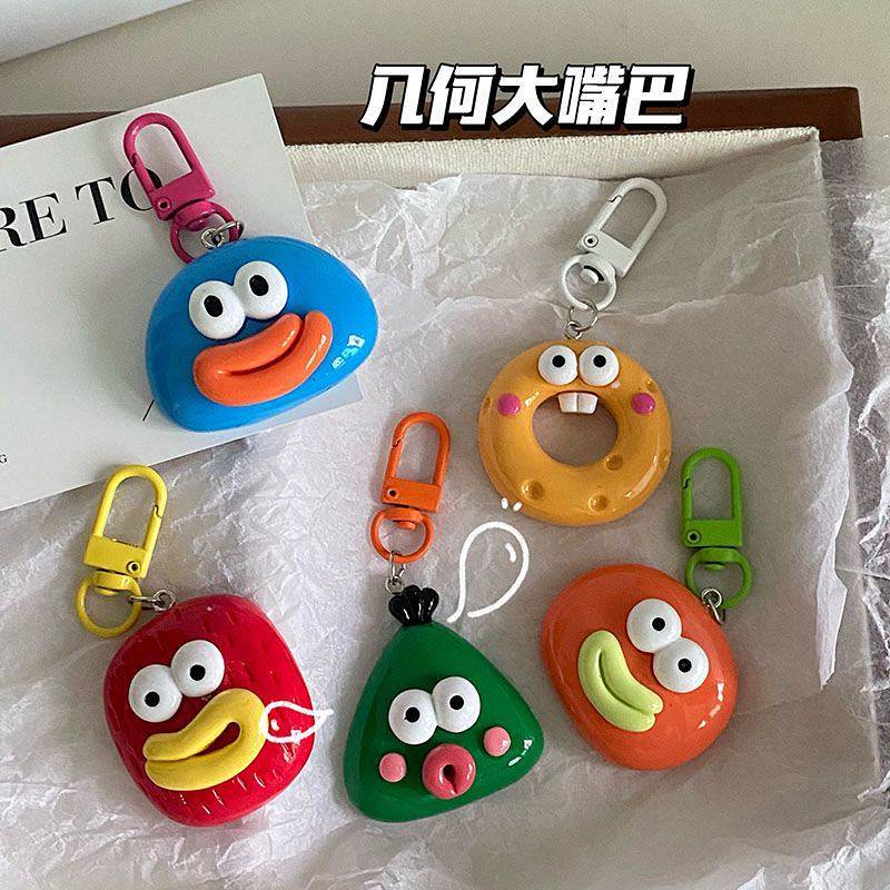 Geometric Big Mouth Keychain Cute Car Pendant Resin Doll Bag Accessories OUEt